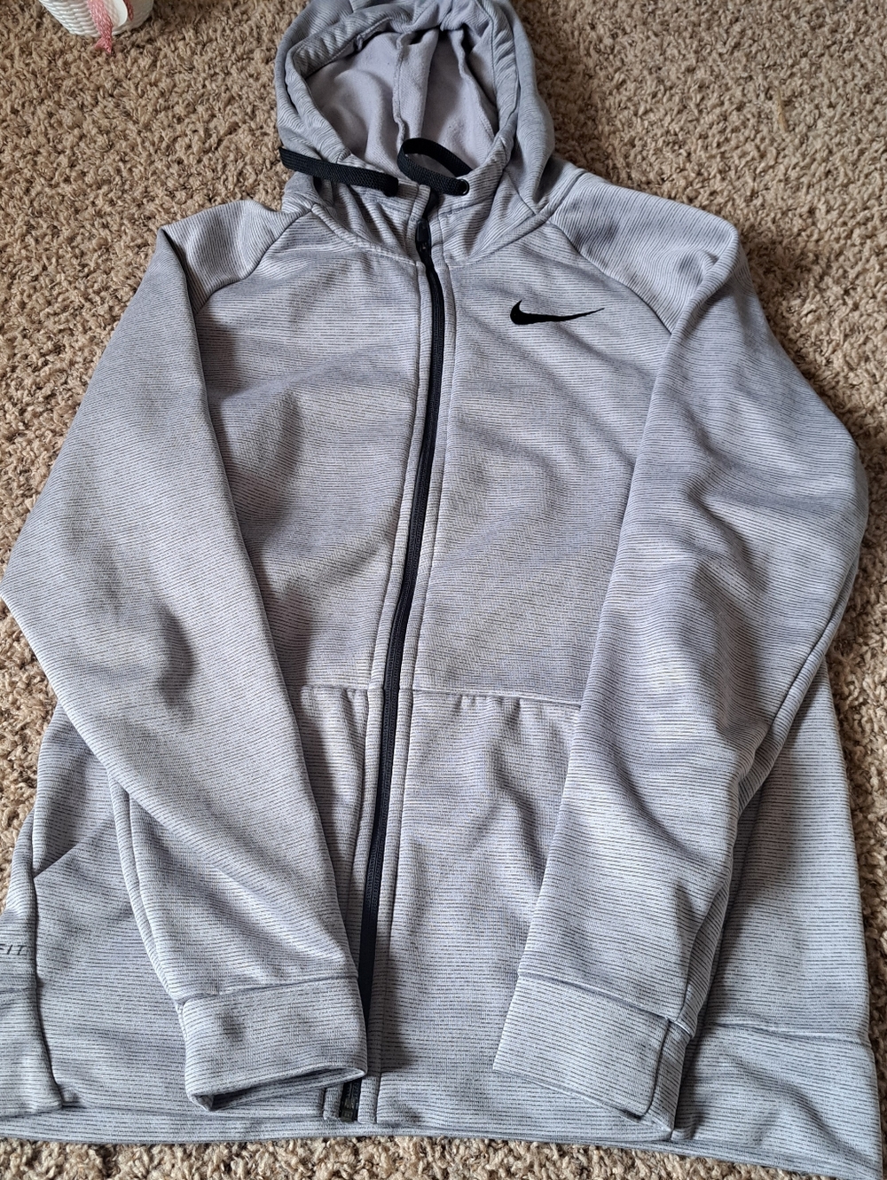 Nike Light Gray Dri-FIT Full-Zip Hoodie with Black Trim Medium